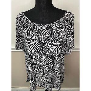 Rebecca Malone Black and White Sparkle Blouse Size Medium